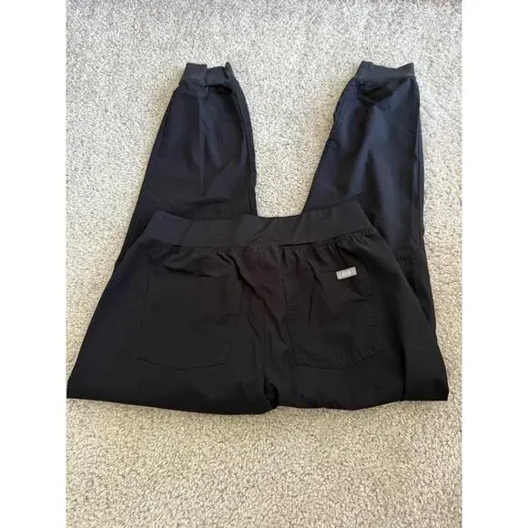 Figs Black Joggers with Teal Drawstring - Picture 2 of 3